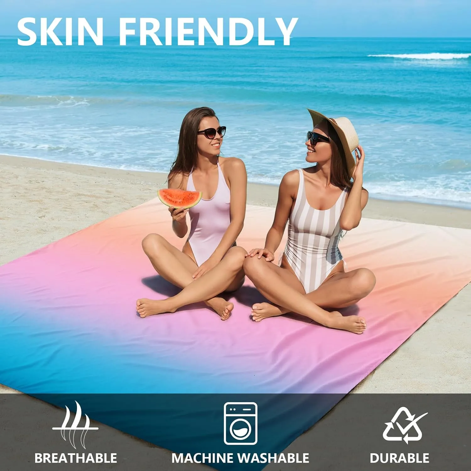 AISPARKY Beach Blanket Waterproof Sandproof Extra Large Beach Mat 79" X 83"/120"x108" for 2-8 Adults Quick Drying Durable Outdoor Picnic Mat for Travel, Camping, Hiking