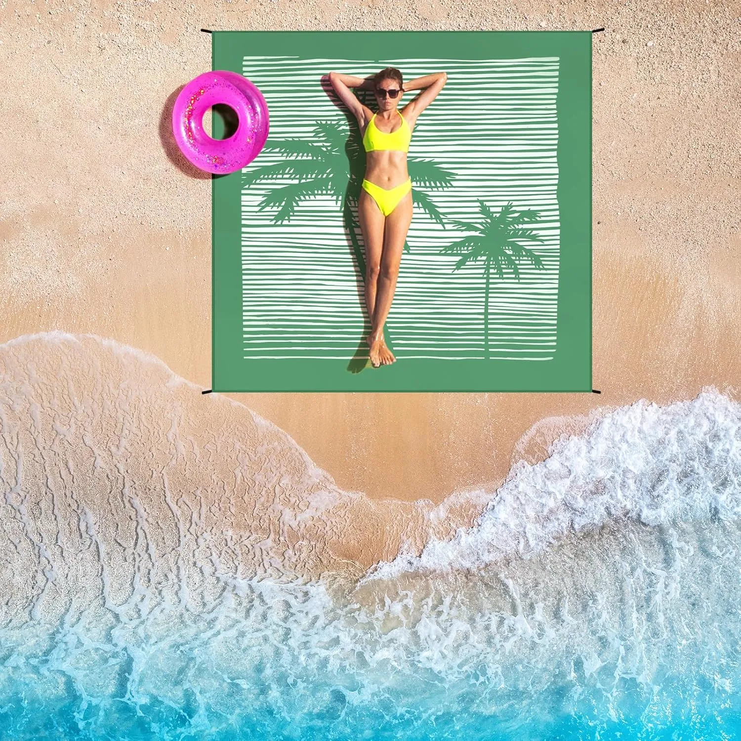AISPARKY Beach Blanket Waterproof Sandproof Quick Drying Beach Mat Extra Large Outdoor Picnic Blanket for Travel Camping Hiking