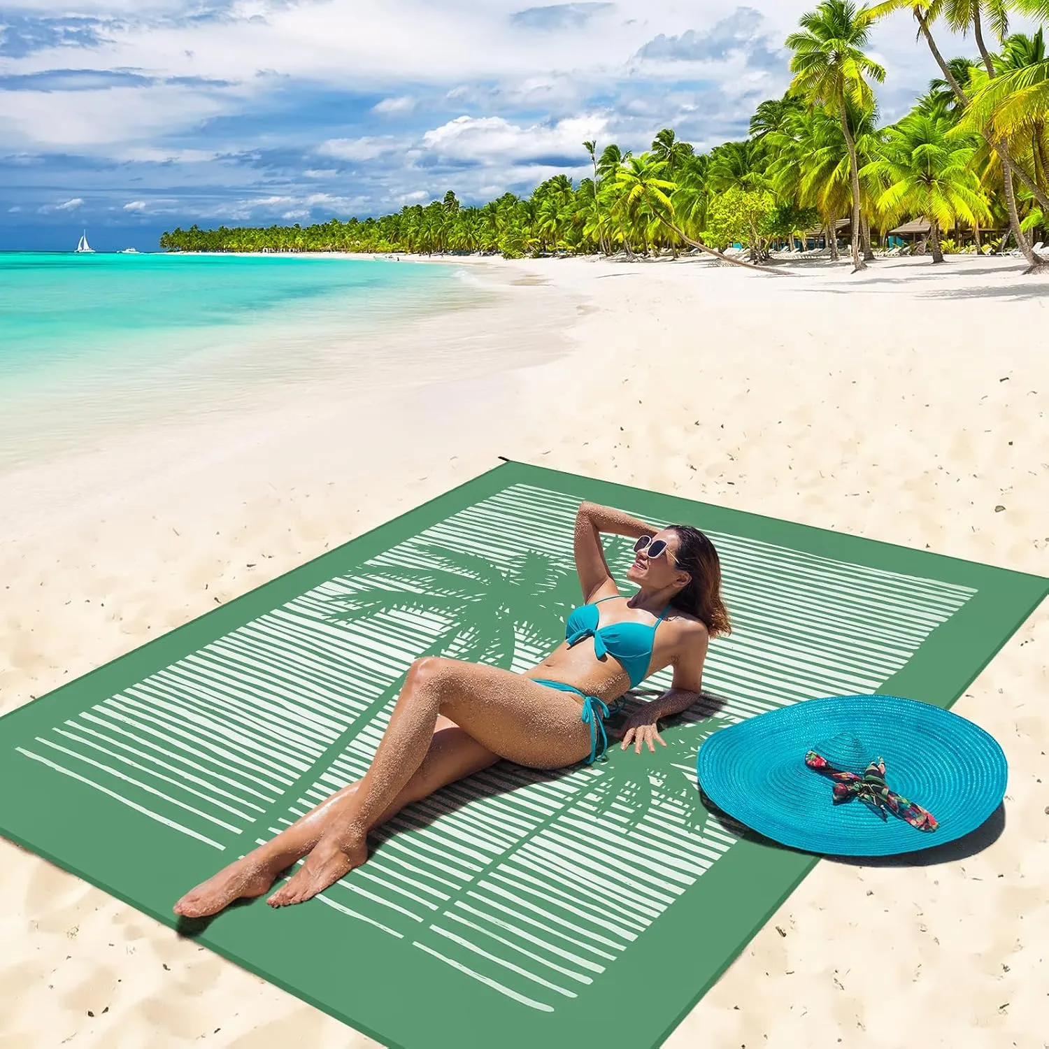 AISPARKY Beach Blanket Waterproof Sandproof Quick Drying Beach Mat Extra Large Outdoor Picnic Blanket for Travel Camping Hiking