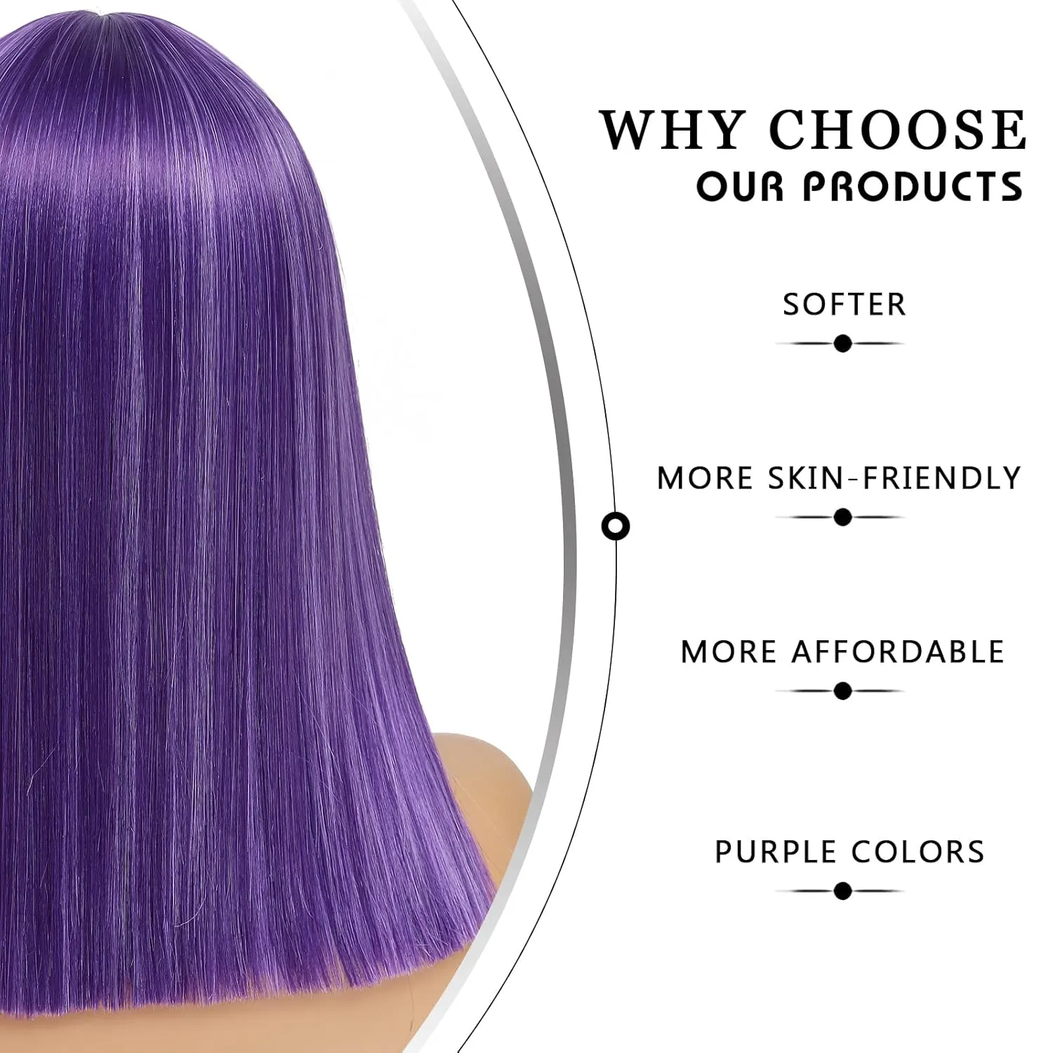 Alileona Shoulder Length Wig Purple Straight Synthetic Bob Wigs FPurple 14 Inch Wig Halloween Heat Resistant Straight Synthetic Hair