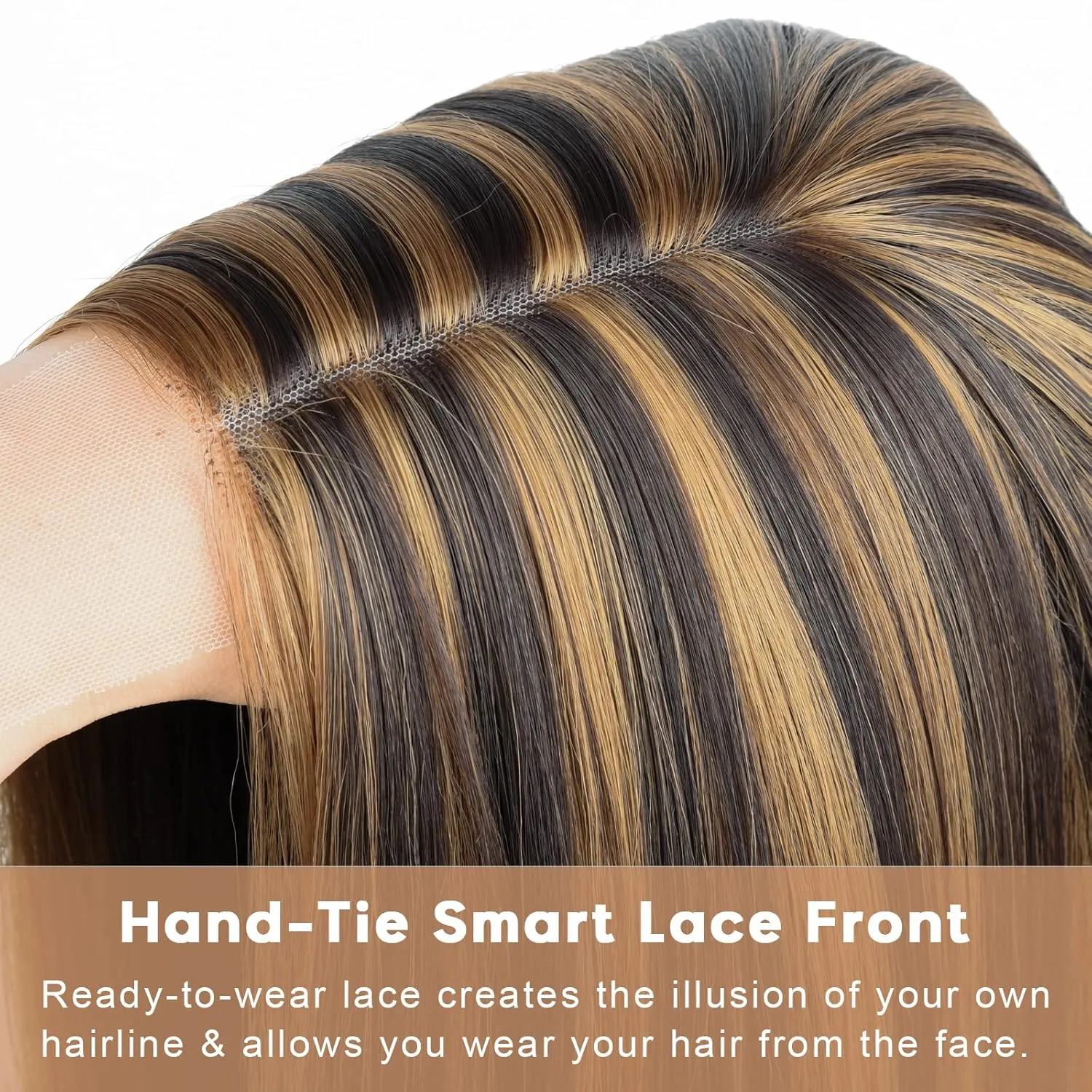 Alileona Synthetic Wig Highlight Bob Wig Straight 14inch Blunt Cut Short Bob Lace Front Synthetic Wigs for Black Women (F4/27#)