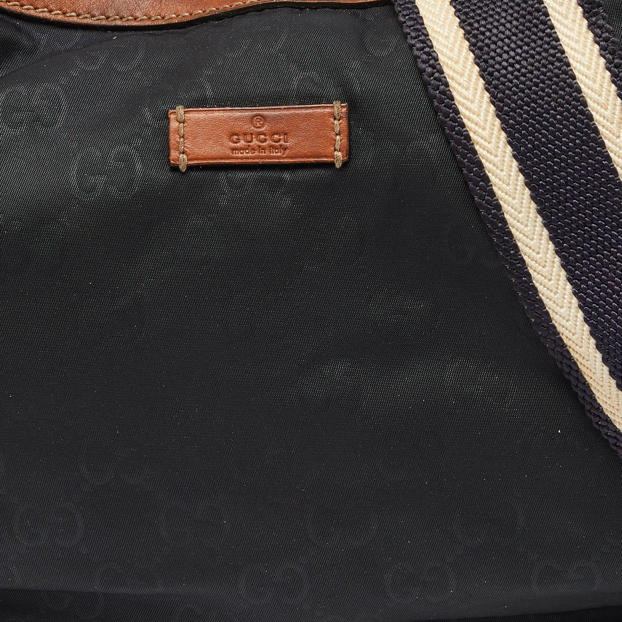 All-in-one solution /tan And Navy Gg Gucci Hobo Nylon Big savings event Leather