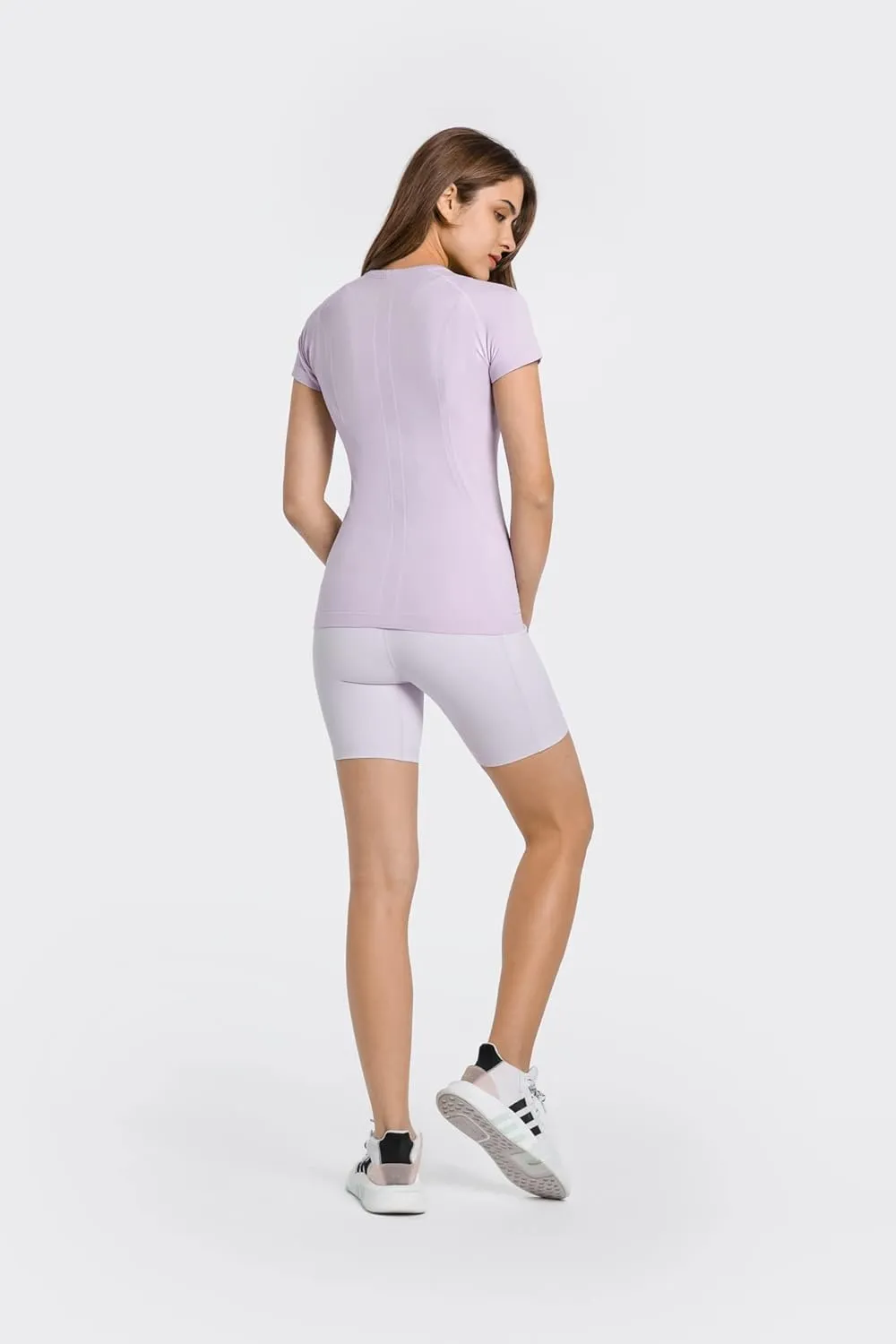 altiland Seamless Workout T Shirts for Women, Breathable Short Sleeve Yoga Tops, Athletic Gym Shirts