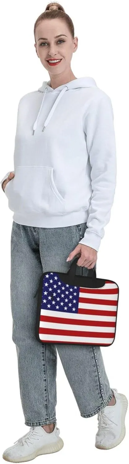 American flag Laptop Shoulder Bag ​for Men Women, Computer Carrying Case Messenger Bag with Strap