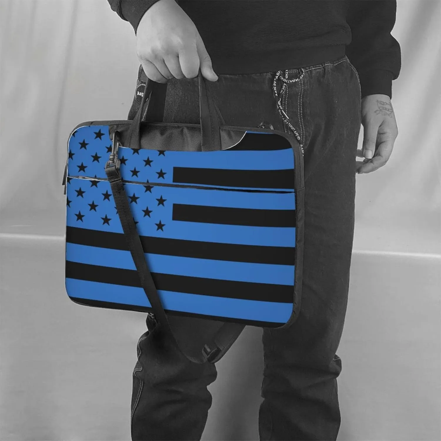 American flag Laptop Shoulder Bag ​for Men Women, Computer Carrying Case Messenger Bag with Strap
