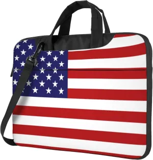 American flag Laptop Shoulder Bag ​for Men Women, Computer Carrying Case Messenger Bag with Strap