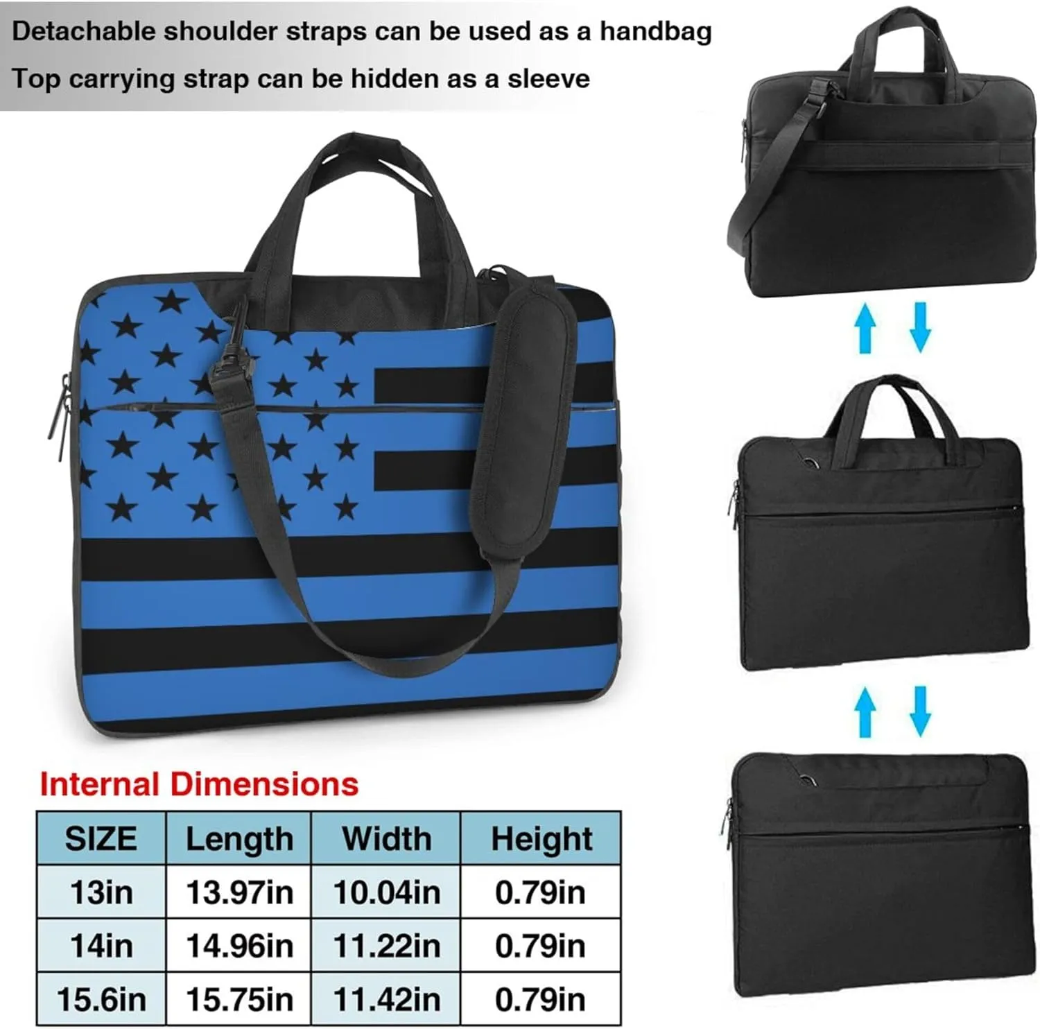 American flag Laptop Shoulder Bag ​for Men Women, Computer Carrying Case Messenger Bag with Strap