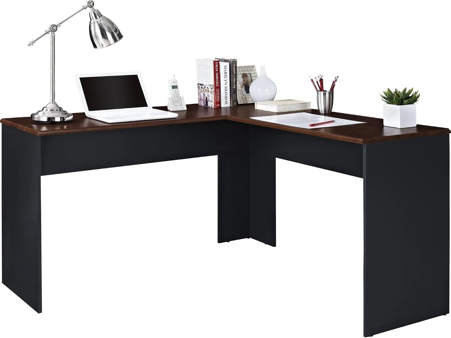 Ameriwood Home The Works L-Desk, Cherry