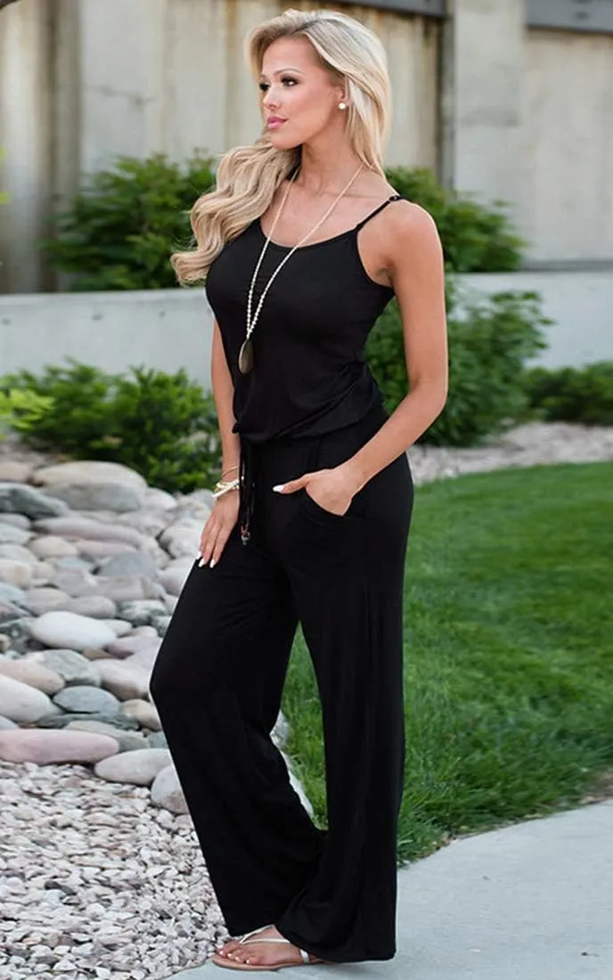 AMiERY Women's Floral Printed Jumpsuits Solid Rompers Casual Comfy Striped Jumpsuit with Pockets
