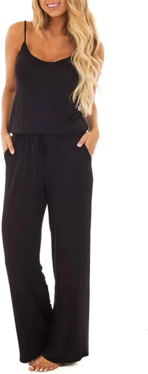 AMiERY Women's Floral Printed Jumpsuits Solid Rompers Casual Comfy Striped Jumpsuit with Pockets