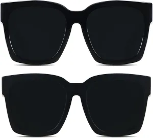 ANDWOOD Oversized Sunglasses for Women Big Large Square Wide Frame Shades Retro Trendy Fashion UV Protection