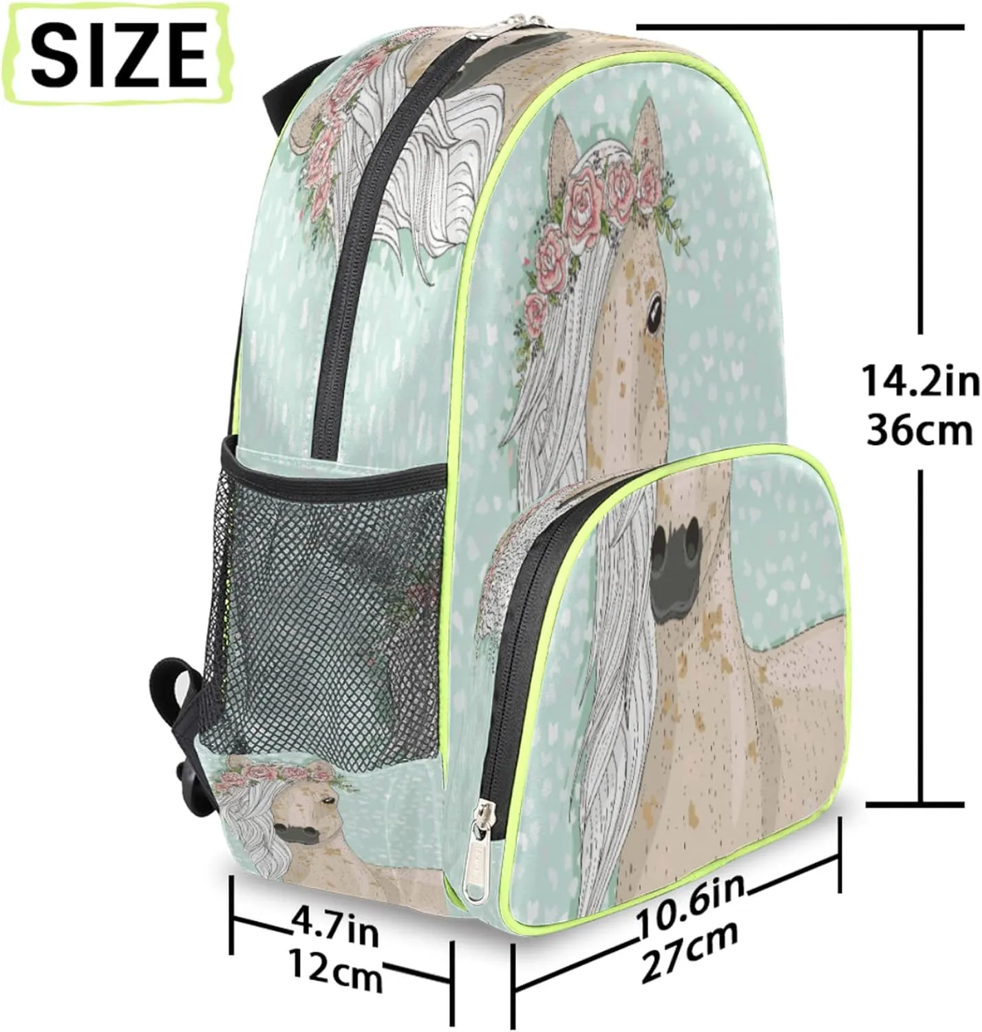 Animal Horse Kids Backpack for Boys Girls, Horse Flower Toddler Backpack School Bag Water Resistant Bookbag Travel Children Bag, Nursery Junior Primary Student Preschool Backpack With Chest Strap