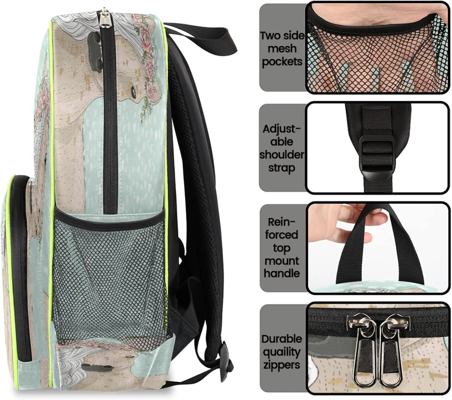 Animal Horse Kids Backpack for Boys Girls, Horse Flower Toddler Backpack School Bag Water Resistant Bookbag Travel Children Bag, Nursery Junior Primary Student Preschool Backpack With Chest Strap