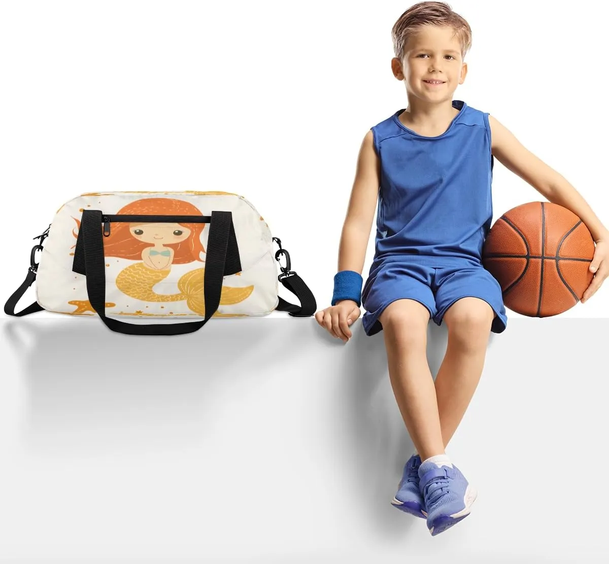 Animals Mermaids Kids Duffle Bag Boys Girls Small Sport Dance Gym Bag for Overnight Travel Weekender Carry On