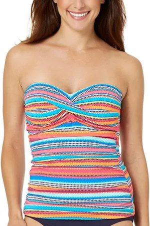 Anne Cole Women's Twist Front Shirred Bandeau Tankini Swim Top