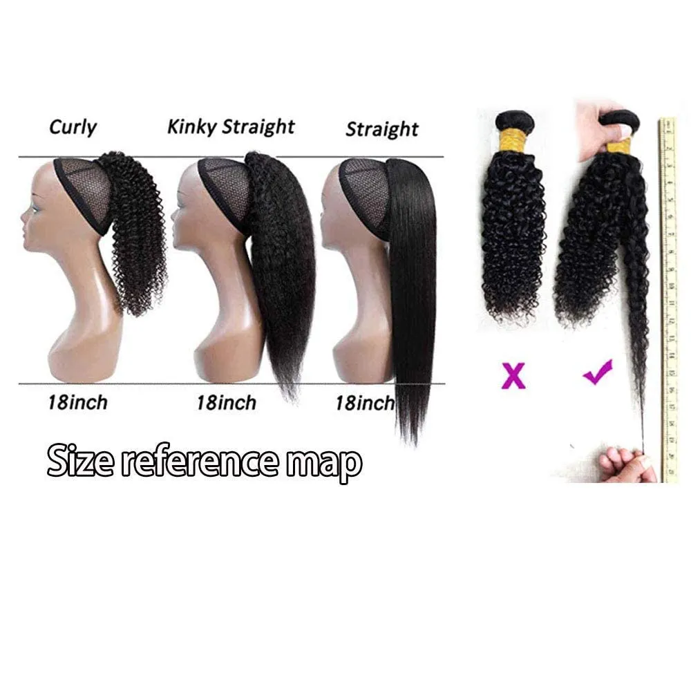 Annora Ponytail Hair Extension Human Hair Afro Straight Hair Ponytail for Black Women Human Hair Brazilian Virgin Hair Drawstring Ponytail Remy Hair Extensions(16 Inches, 105g)