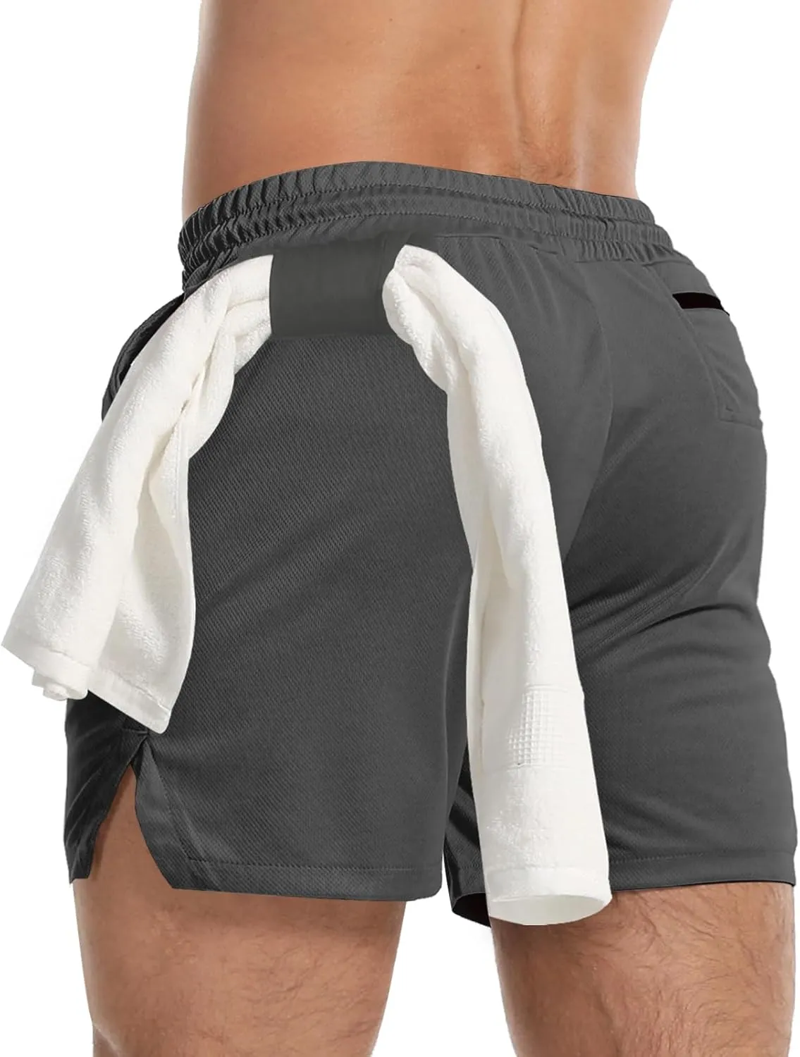 Aolesy Men's Gym Workout Shorts 5" Lightweight Bodybuilding Athletic Shorts Running Training with Zip Pockets & Towel Loop