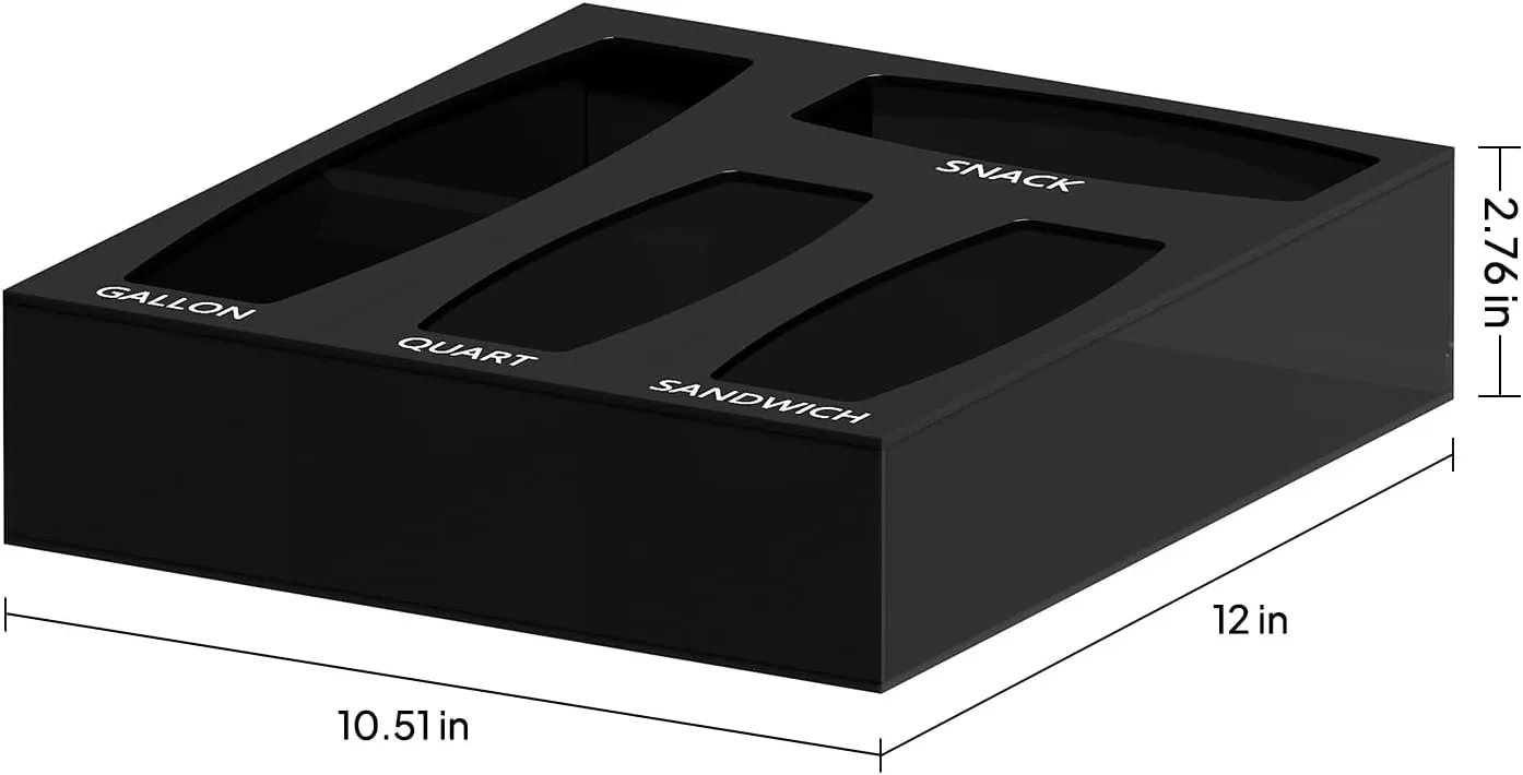Aquiver Acrylic Food Storage Bags Organizer Bags Holder (Black), Clear