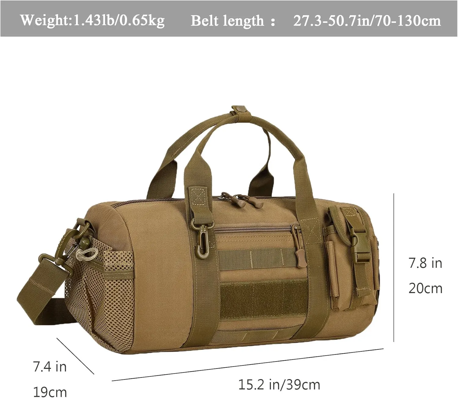 ArcEnCiel Small Tactical Duffle Bag Men Gym Pack Molle Shoulder Bags Shoes Storage Sports Handbag with Patch