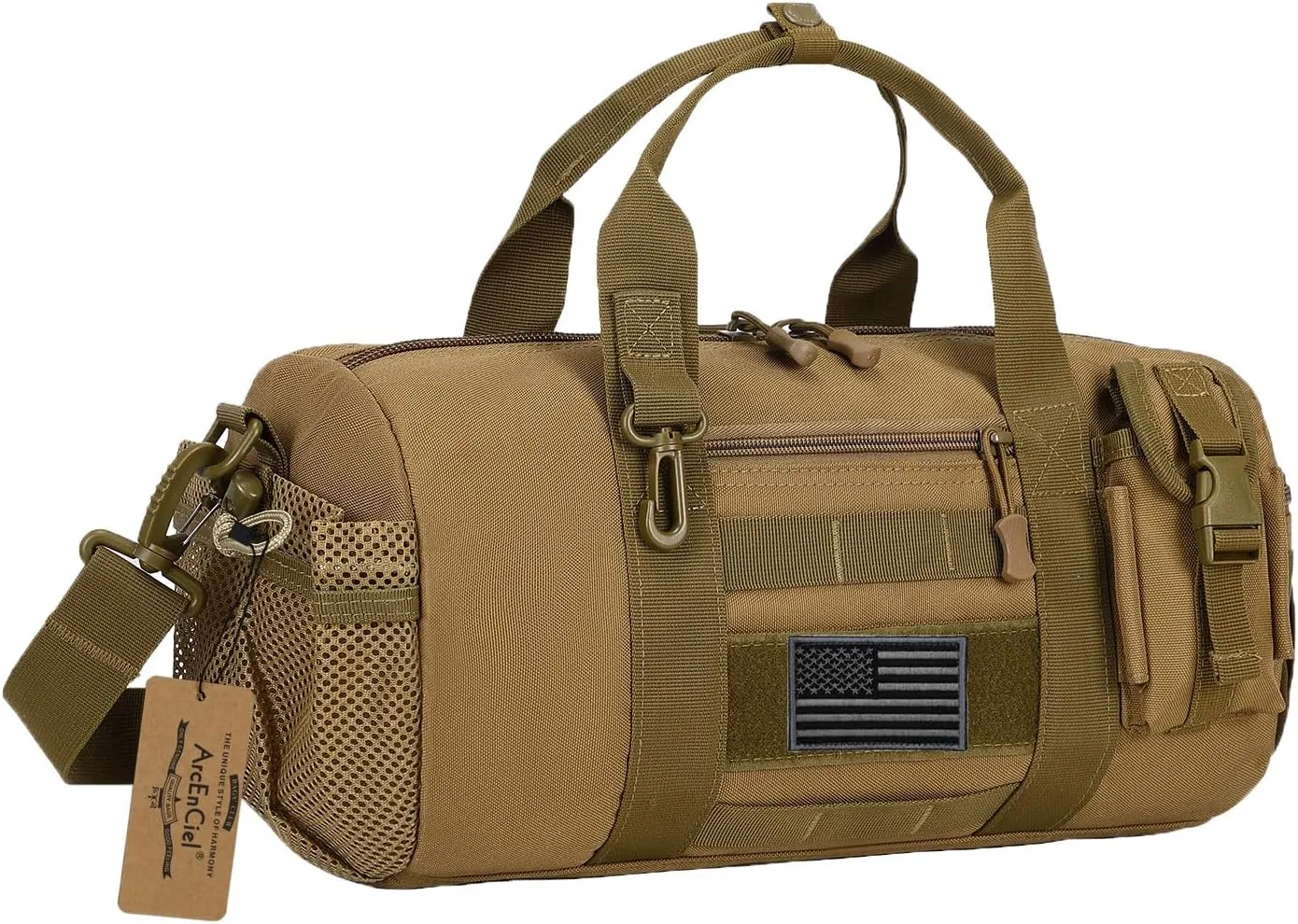 ArcEnCiel Small Tactical Duffle Bag Men Gym Pack Molle Shoulder Bags Shoes Storage Sports Handbag with Patch