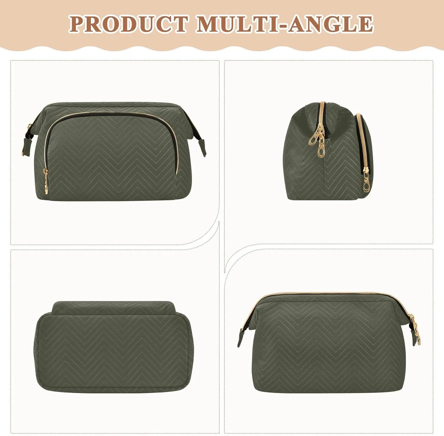 Army Green Makeup Bag Travel Toiletry Bag Makeup Case Box Cute Skincare Bag Organizer Small Cosmetic Bag Pouch Make Up Bags for Toiletries Women Purse Men Adults Trip Sports