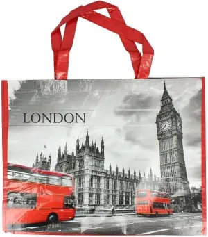 artistic London portrait shopping bag unique easy carry strong candy shopping bag with an iconic portrait of London's famous landmarks Ideal strong waterproof shopping bag