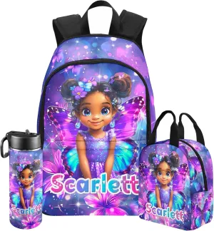 Artsadd Custom Kids Backpack with Lunch Box Set, Personalized Name School Bags Bookbag Lunch Bag for Boys Girls(Design 11)