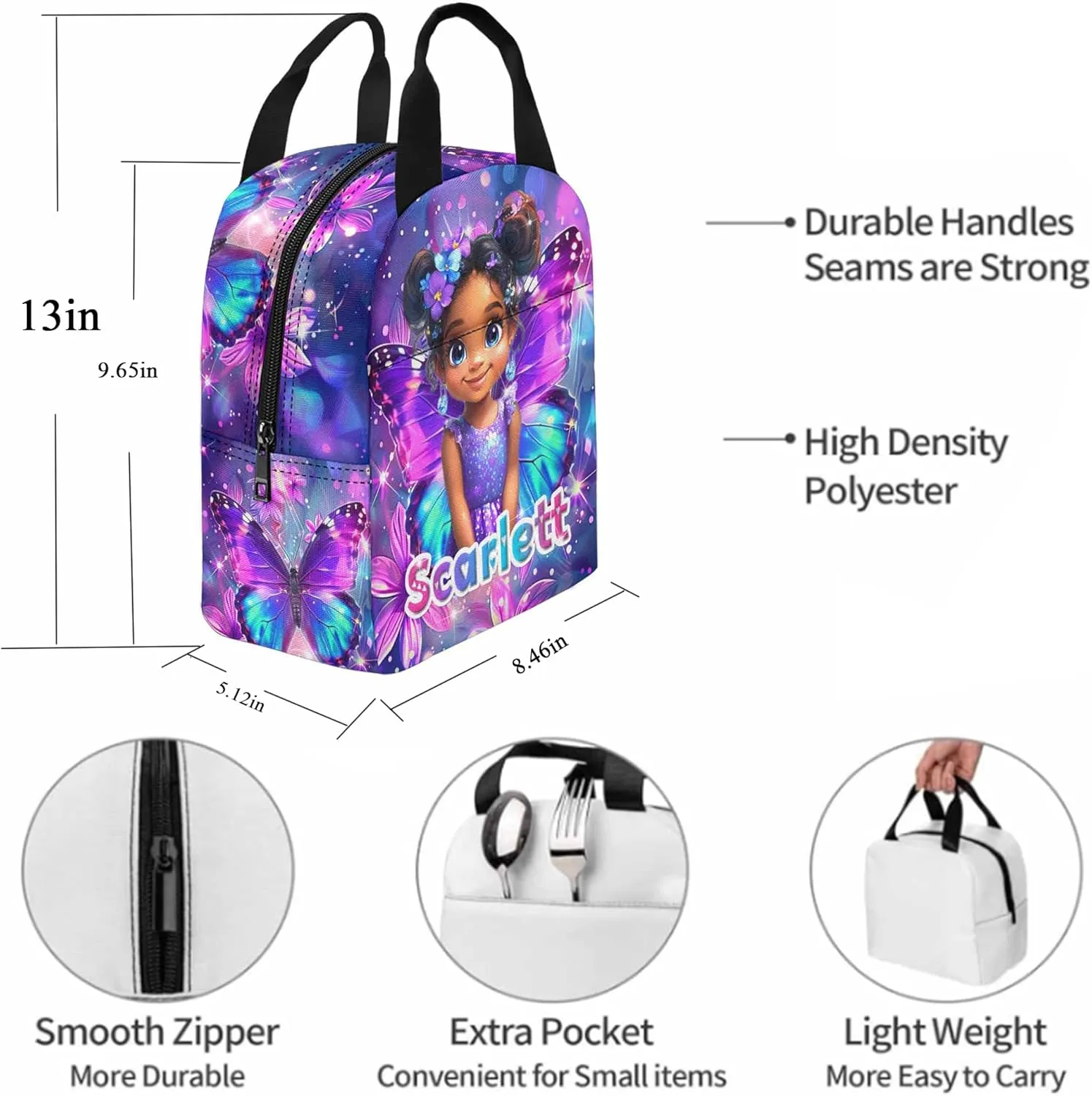 Artsadd Custom Kids Backpack with Lunch Box Set, Personalized Name School Bags Bookbag Lunch Bag for Boys Girls(Design 11)