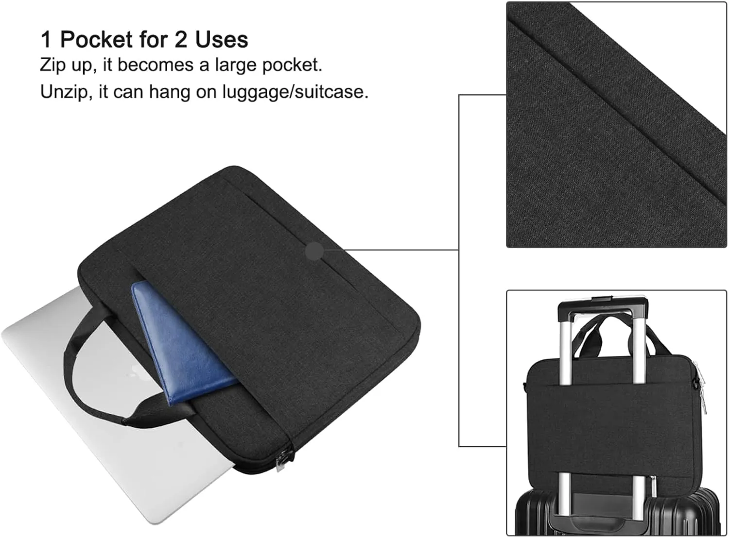 ARVOK 15 15.6 16 Inch Laptop Sleeve Case with Strap, Notebook Computer Briefcase Carrying Bag for HP/Dell/Lenovo/Asus/Acer