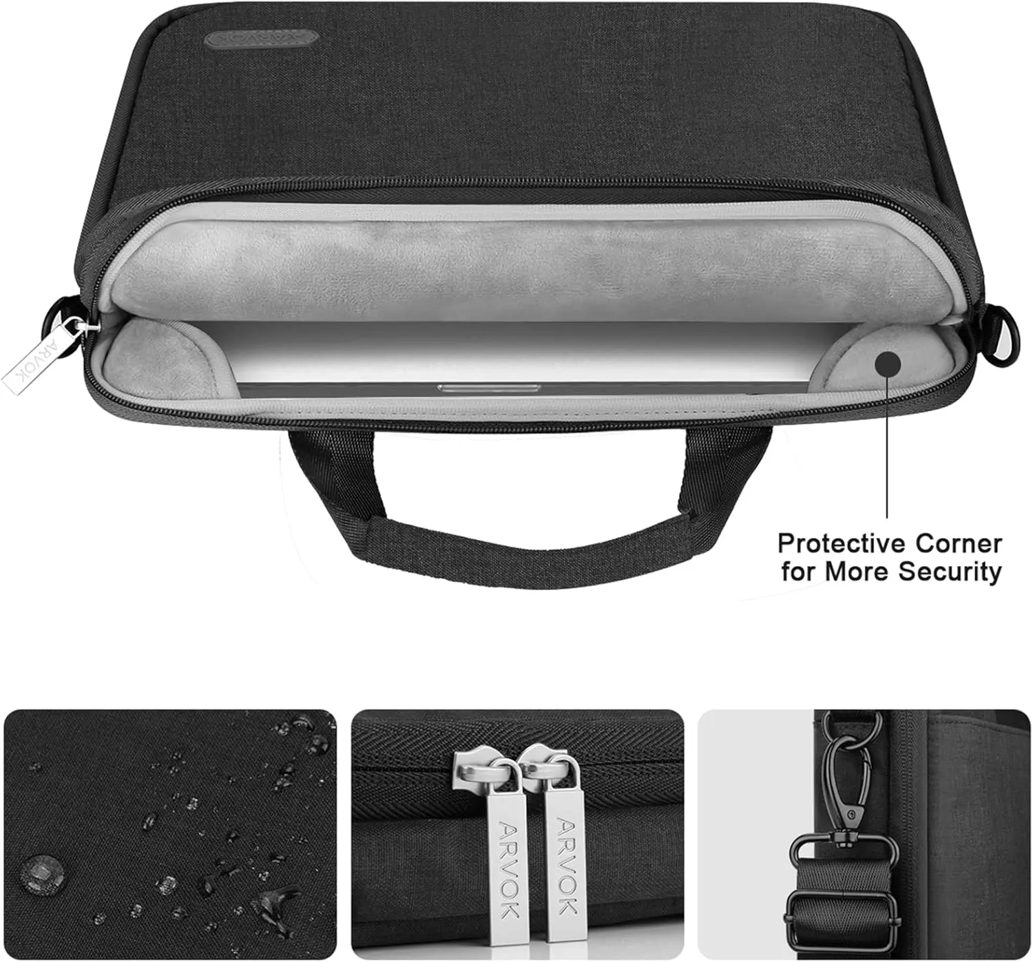 ARVOK 15 15.6 16 Inch Laptop Sleeve Case with Strap, Notebook Computer Briefcase Carrying Bag for HP/Dell/Lenovo/Asus/Acer