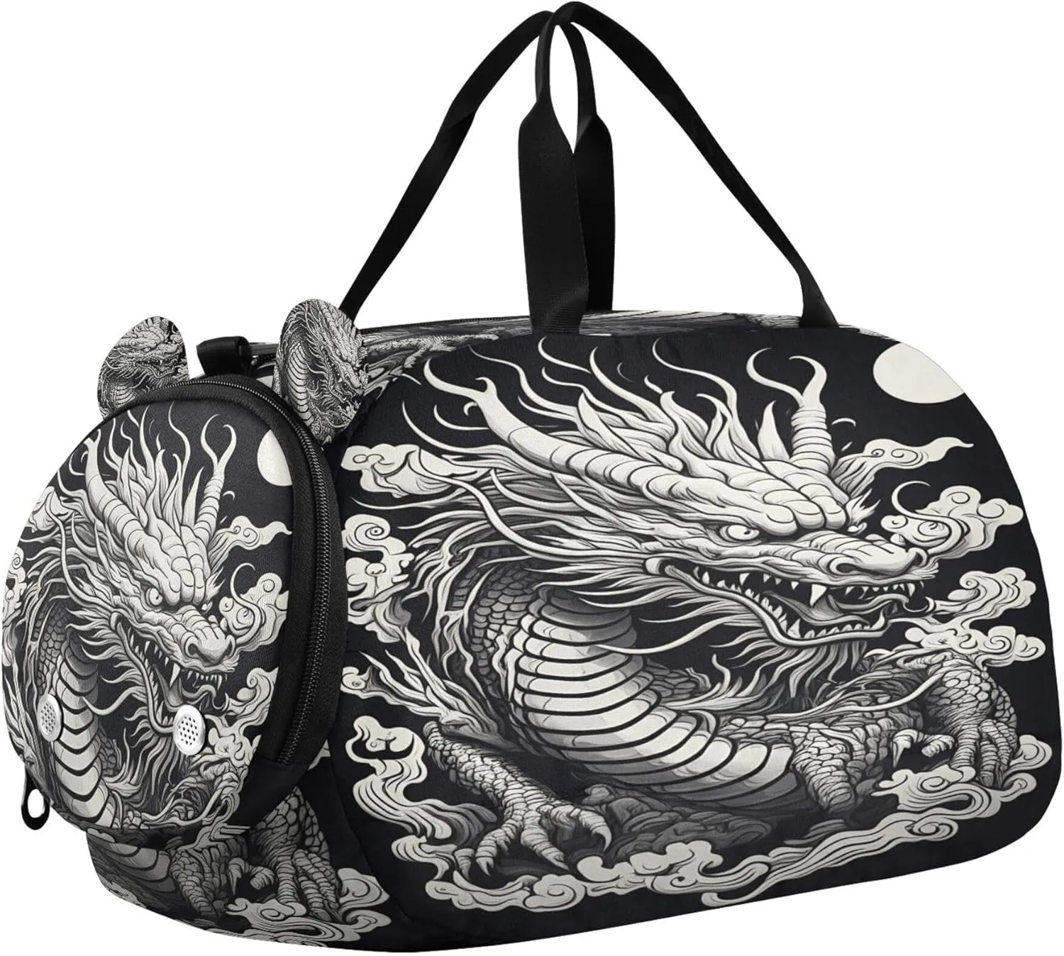 Asian Dragon Kids Overnight Sports Duffel Bags with Shoe Compartment & Wet Pocket Travel Sport Gym Bag for Girls Boys