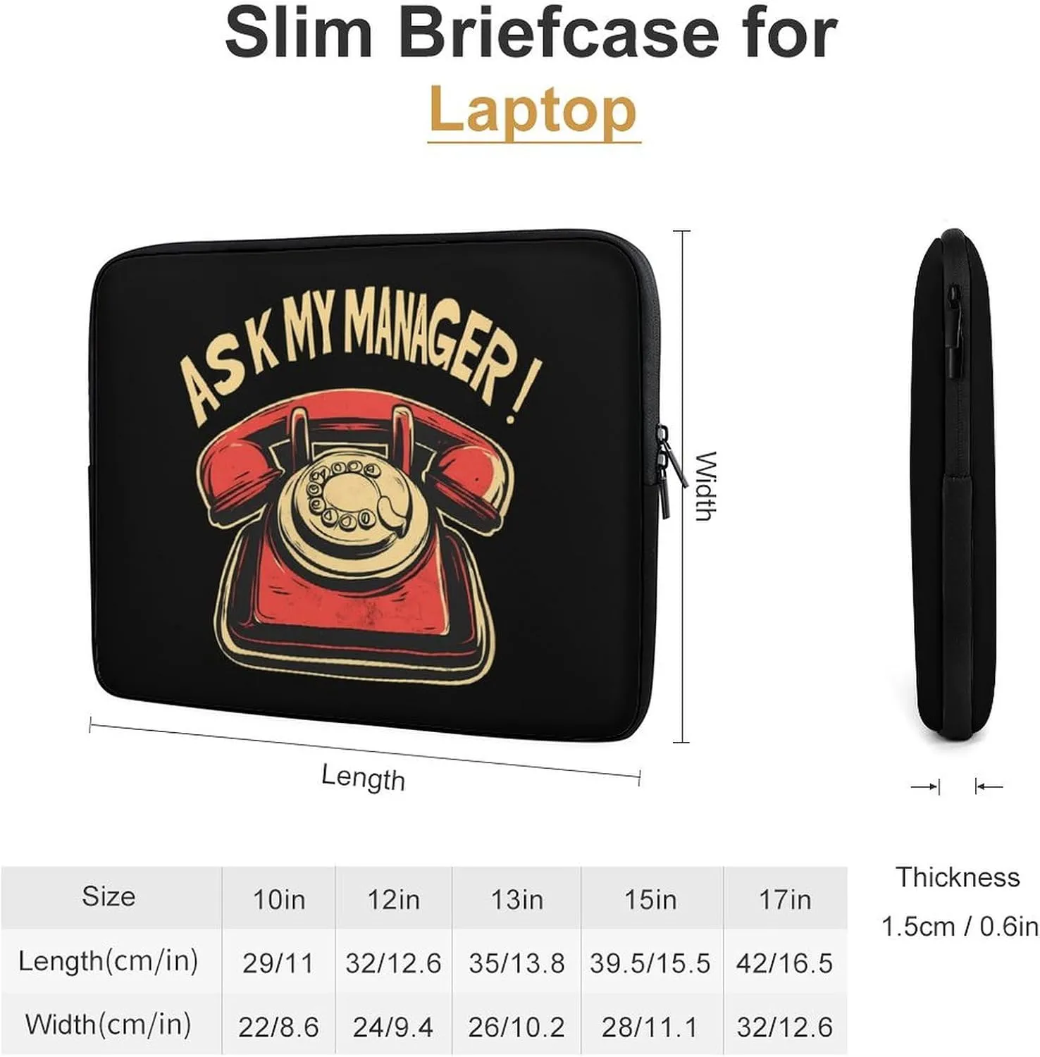 Ask My Manager Casual Laptop Bag Sleeve Cover Computer Carrying Case for Office Travel 17inch