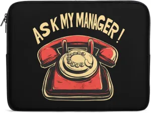 Ask My Manager Casual Laptop Bag Sleeve Cover Computer Carrying Case for Office Travel 17inch