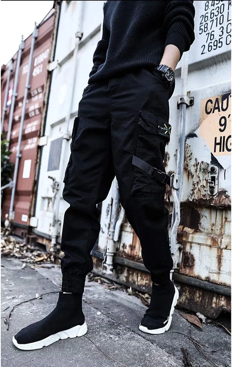 Astellarie Mens Casual Pants Multi-Pockets Fashion Cargo Joggers Gym Drawstring Long Pants