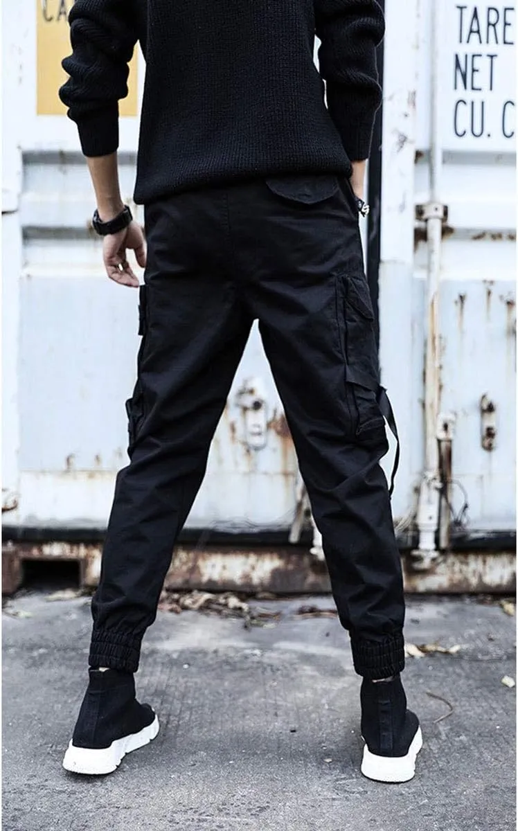 Astellarie Mens Casual Pants Multi-Pockets Fashion Cargo Joggers Gym Drawstring Long Pants
