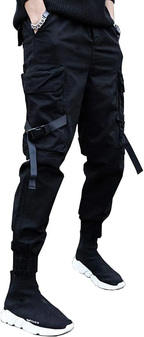 Astellarie Mens Casual Pants Multi-Pockets Fashion Cargo Joggers Gym Drawstring Long Pants