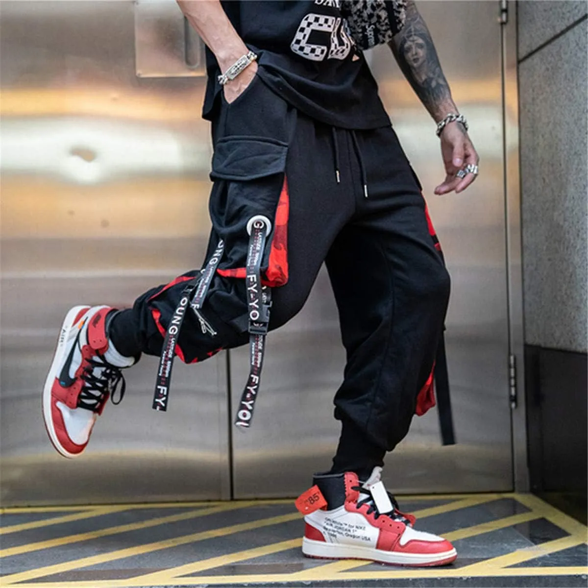 Astellarie Mens Casual Pants Multi-Pockets Fashion Cargo Joggers Gym Drawstring Long Pants