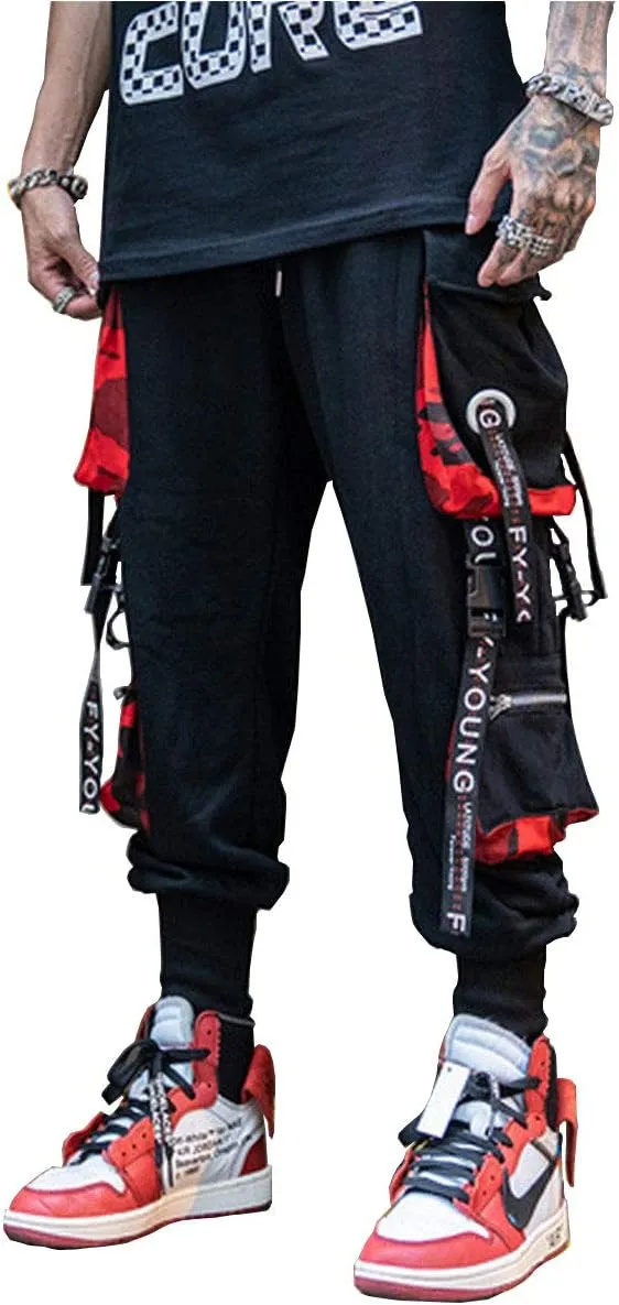 Astellarie Mens Casual Pants Multi-Pockets Fashion Cargo Joggers Gym Drawstring Long Pants