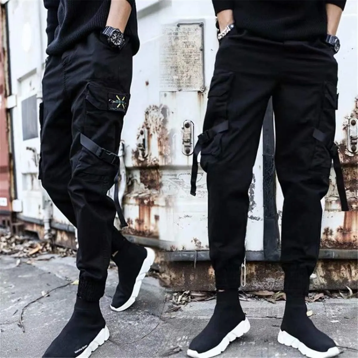 Astellarie Mens Casual Pants Multi-Pockets Fashion Cargo Joggers Gym Drawstring Long Pants