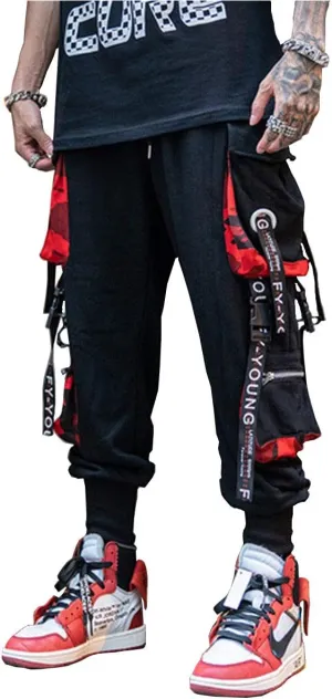 Astellarie Mens Casual Pants Multi-Pockets Fashion Cargo Joggers Gym Drawstring Long Pants