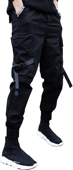 Astellarie Mens Casual Pants Multi-Pockets Fashion Cargo Joggers Gym Drawstring Long Pants