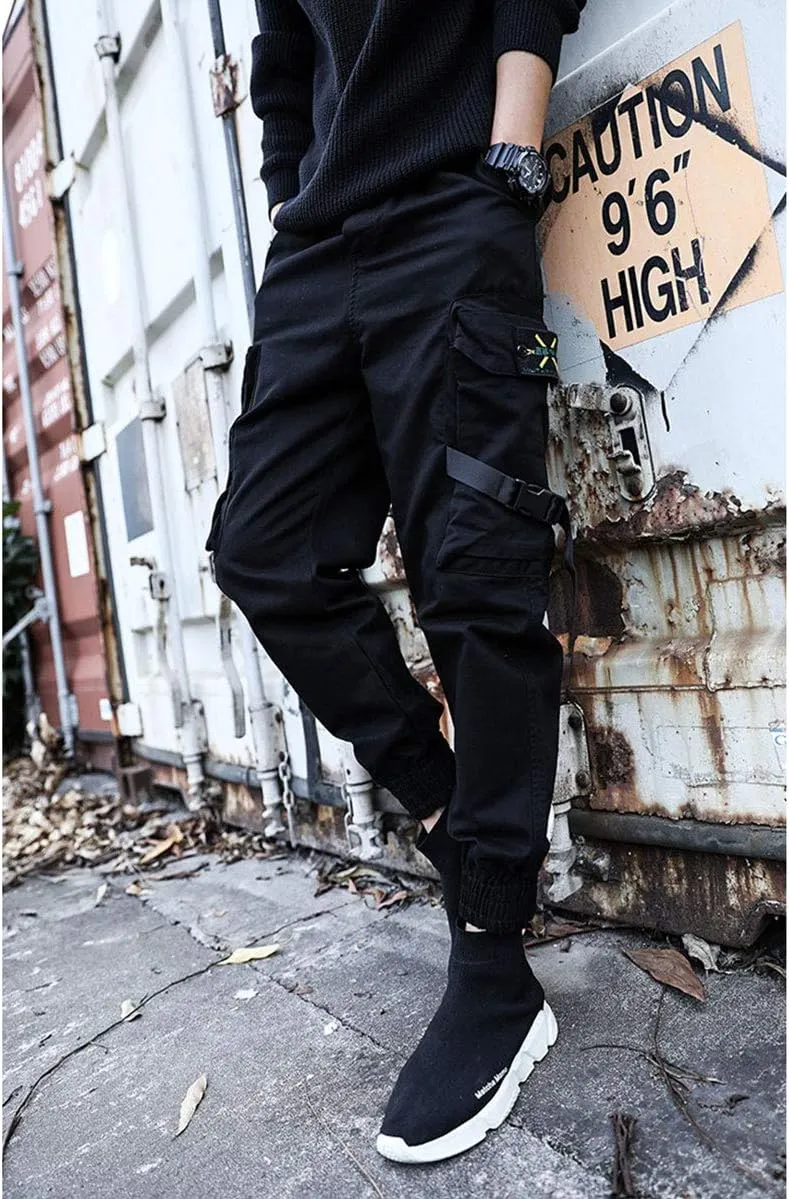 Astellarie Mens Casual Pants Multi-Pockets Fashion Cargo Joggers Gym Drawstring Long Pants