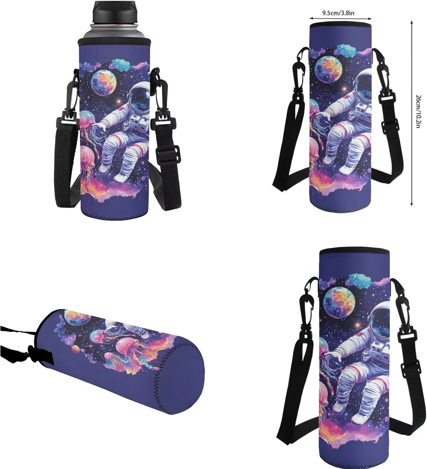 Astronaut Backpack for School Girls with Lunchbox and Pencil Case Bookbag with Water Bottle Sleeve Kids Large School Bags Set Cute Animal Book Bag Lunch Bag
