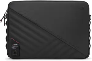 ASUS ROG Slash Sleeve Bag 4.0, Fit 16" Laptop, Adaptor, and Mouse, Tear-Resistant, Water-Repellent, PU Leather, Adjustable Shoulder Strap, Three-point Fixation Strap, Multiple Pockets, Black