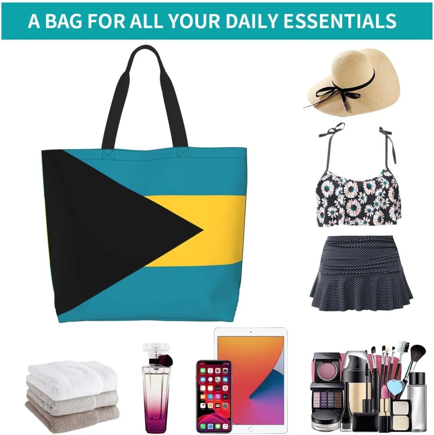 ASYG Cute Flag Tote Bag for Women and Men Reusable Shoulder Bags for Gym, Shopping, Beach,Travel