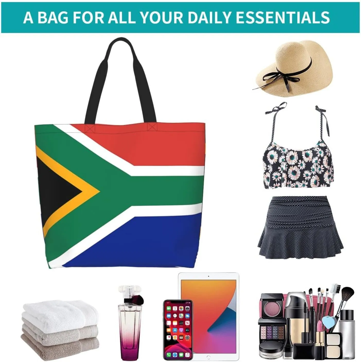 ASYG Cute Flag Tote Bag for Women and Men Reusable Shoulder Bags for Gym, Shopping, Beach,Travel