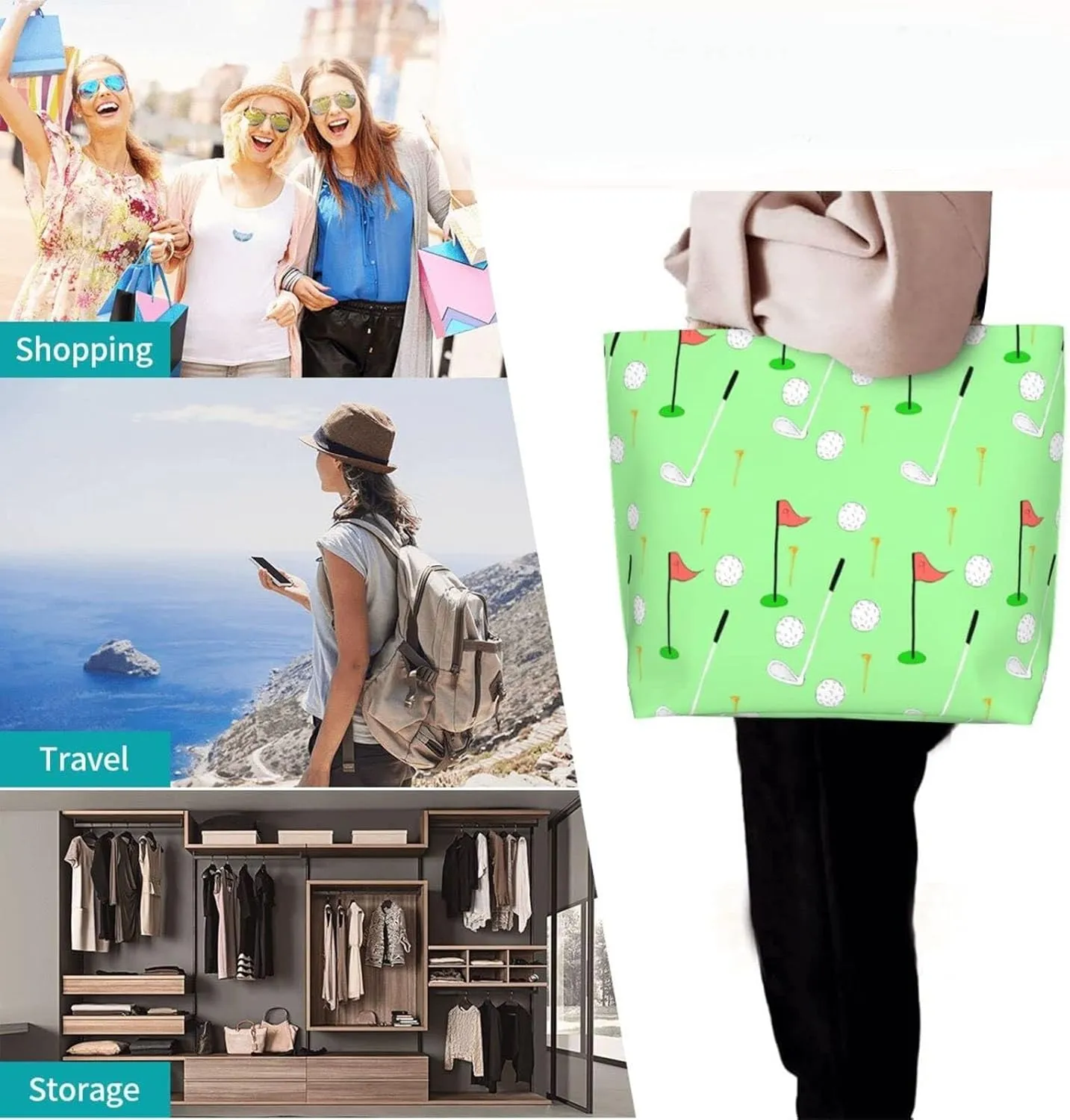 ASYG Cute Golf Print Sling Tote Bag For Women & Men
