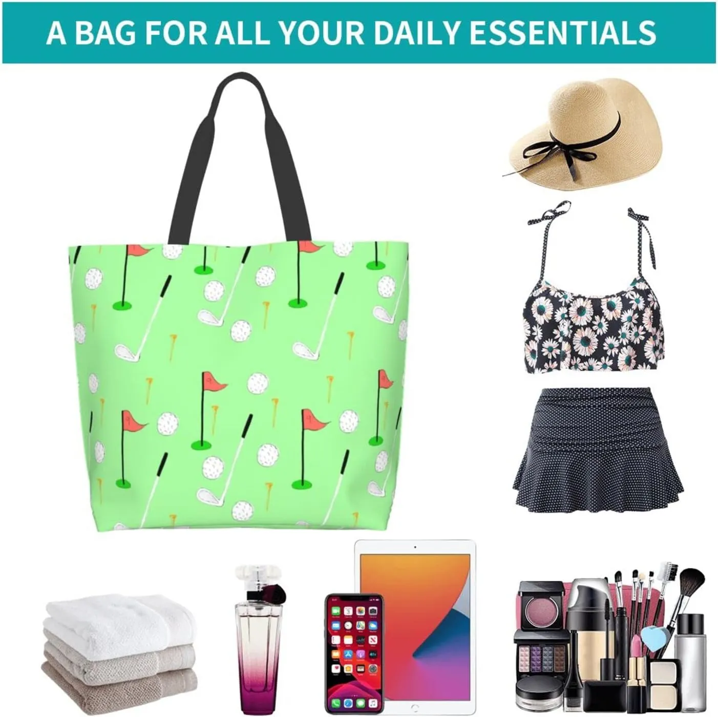 ASYG Cute Golf Print Sling Tote Bag For Women & Men