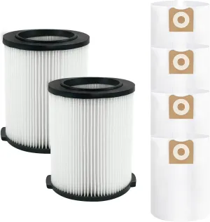 ATXKXE VF4000 General Standard Replacement Filter for 72947 Wet Dry 5 to 20 Gal,2 Pack VF4000 Filters   4 Pack VF3502 Bags
