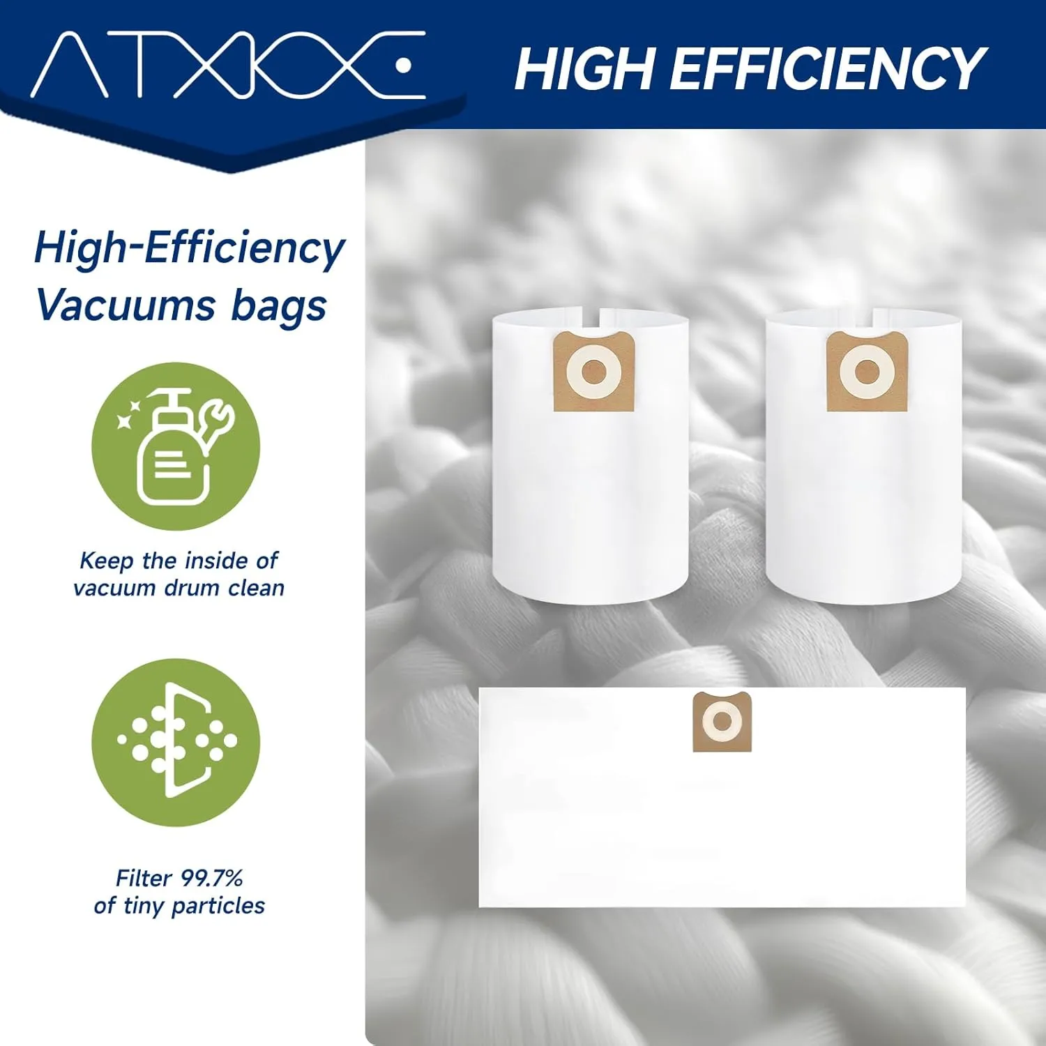 ATXKXE VF4000 General Standard Replacement Filter for 72947 Wet Dry 5 to 20 Gal,2 Pack VF4000 Filters   4 Pack VF3502 Bags